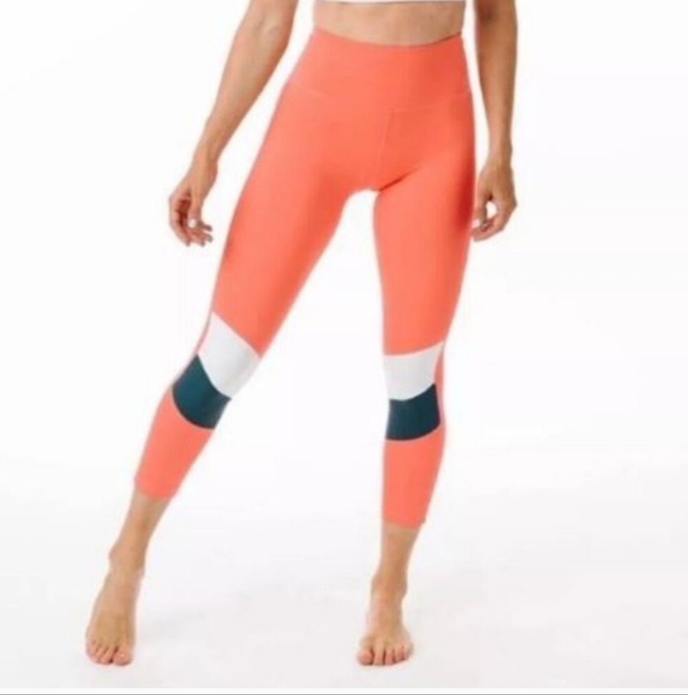 Zyia Active Tangerine Angle Block Light n Tight High-Rise 7/8 Legging Size 6